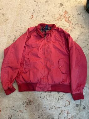 Izod Red Bomber Jacket with Plaid Collar Lining